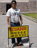 Enrique Guzman - Tourguide in front of the Equator monument