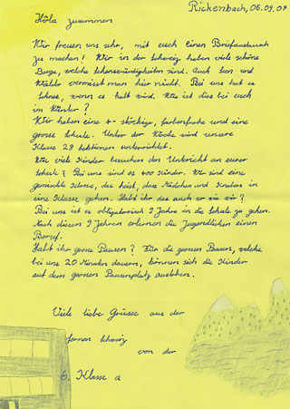Brief der Klasse 6a aus Rickenbach